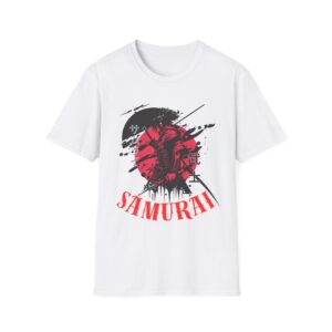 Samurai T-Shirt – Japanese Warrior Graphic Tee – Katana Art Shirt – Red Sun Anime Style – Men’s Streetwear Top