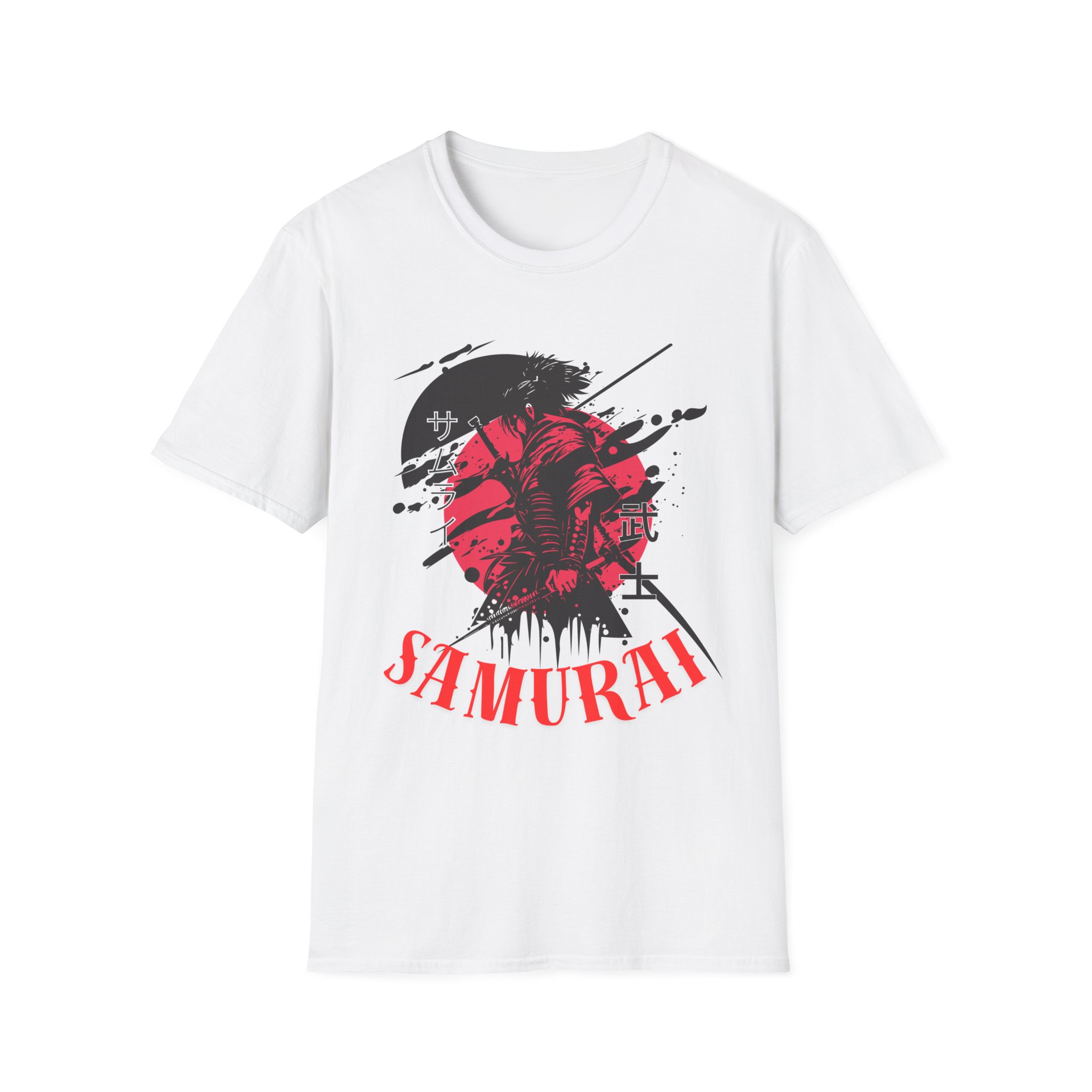 Samurai T-Shirt – Japanese Warrior Graphic Tee – Katana Art Shirt – Red Sun Anime Style – Men’s Streetwear Top
